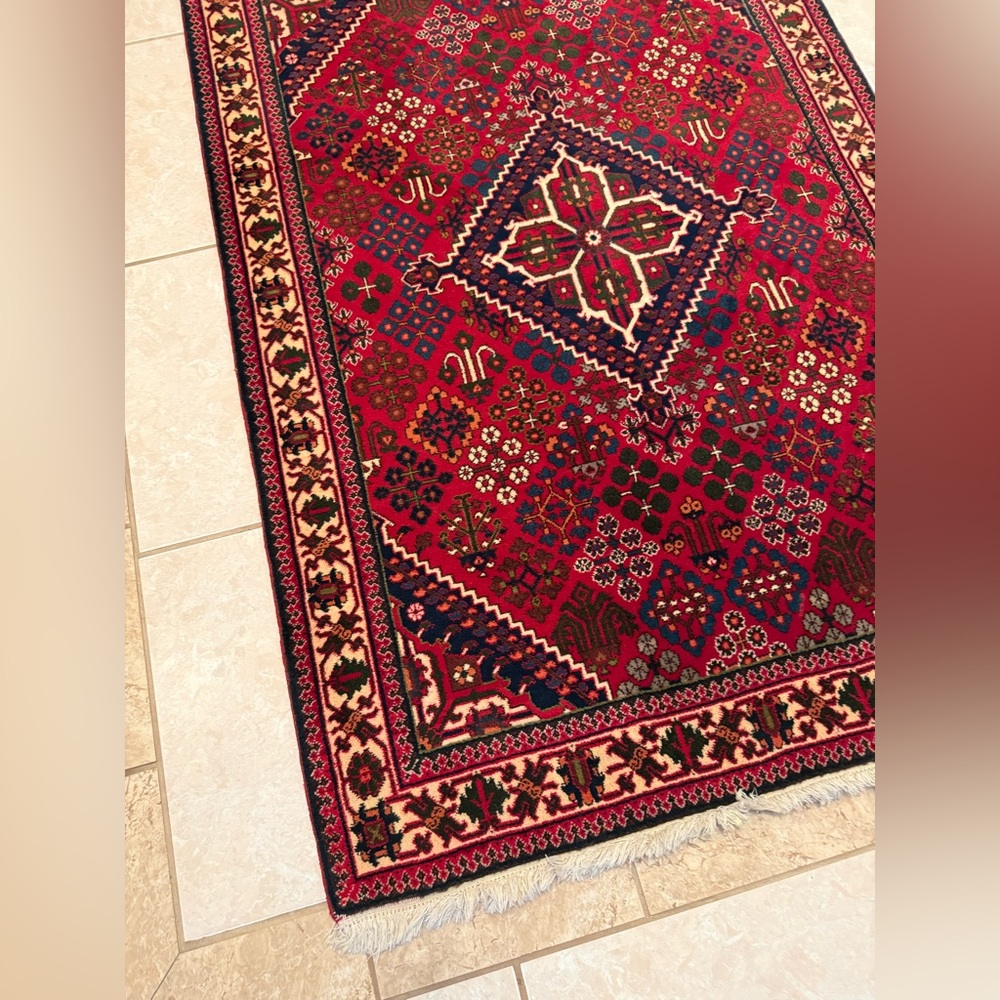 Persian Maimeh Hand-Knotted Wool Geometric Pattern Rug - Picture 4 of 5